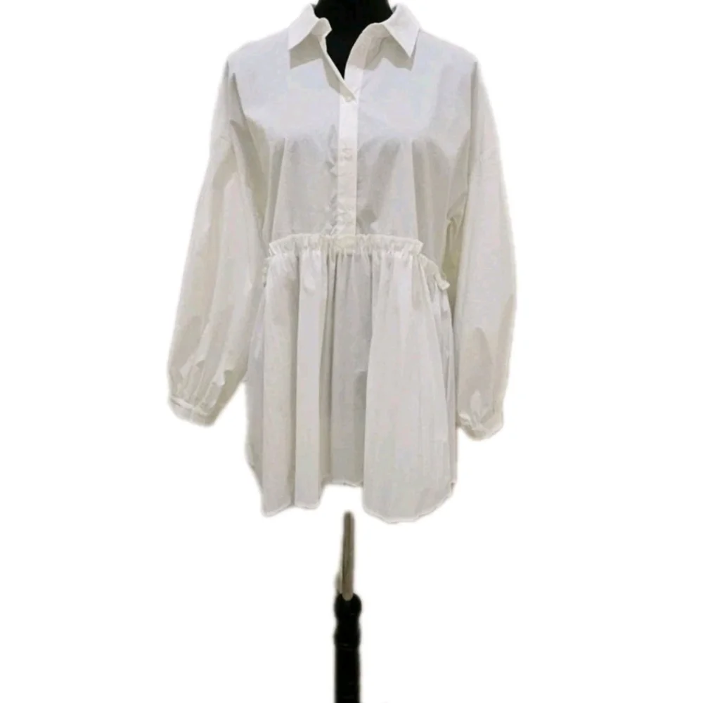 White Long Sleeve Pleated Blouse by Marc New York-NWT-Size Small - Picture 11 of 13